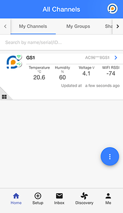 Anwendungsbildschirm der Datenrekorder-Überwachung Ubibot