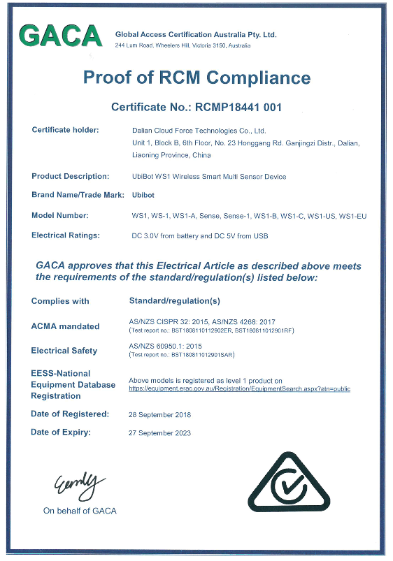 Zertifizierung des Datenloggers ws1-RCM