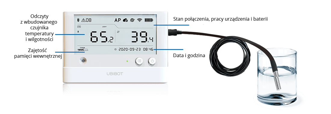 Rejestrator WiFi z ekranem LCD Ubibot Ws1 Pro
