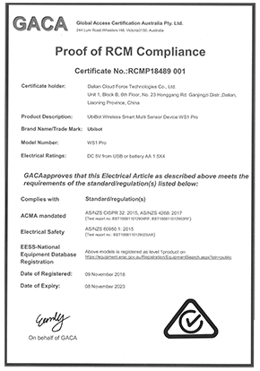 Сертификат регистратора данных WS1 Pro RCM