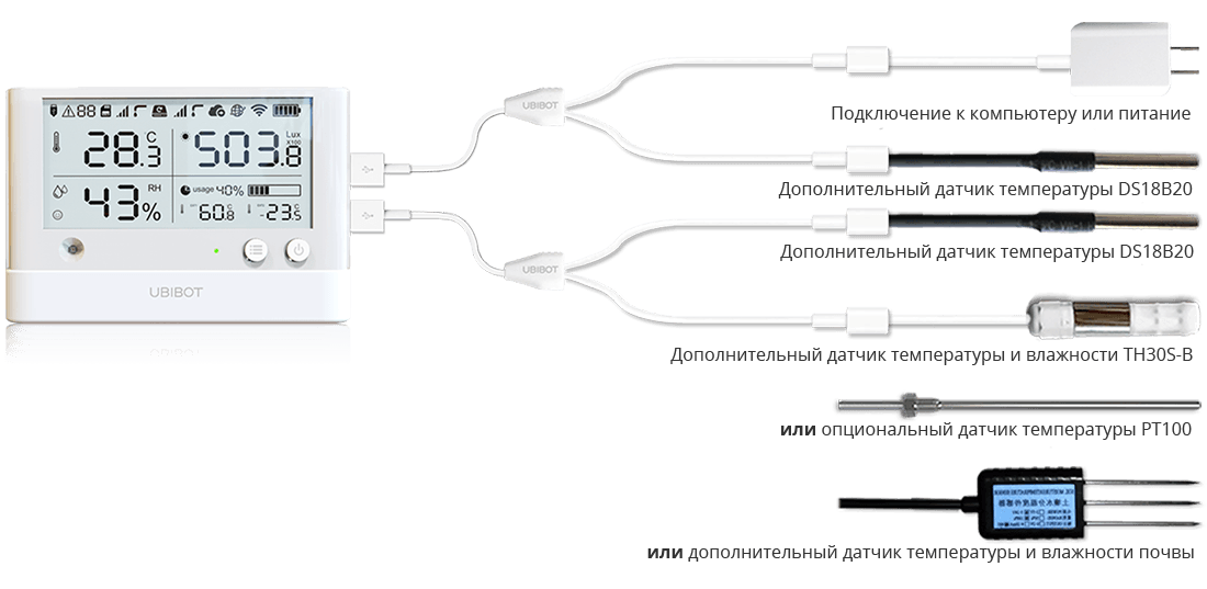 Подключение дополнительных внешних датчиков к WS1-Pro