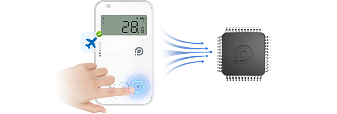 Tryb samolotowy w&nbsp;rejestratorze temperatury UbiBot WS4 do&nbsp;transportu lotniczego